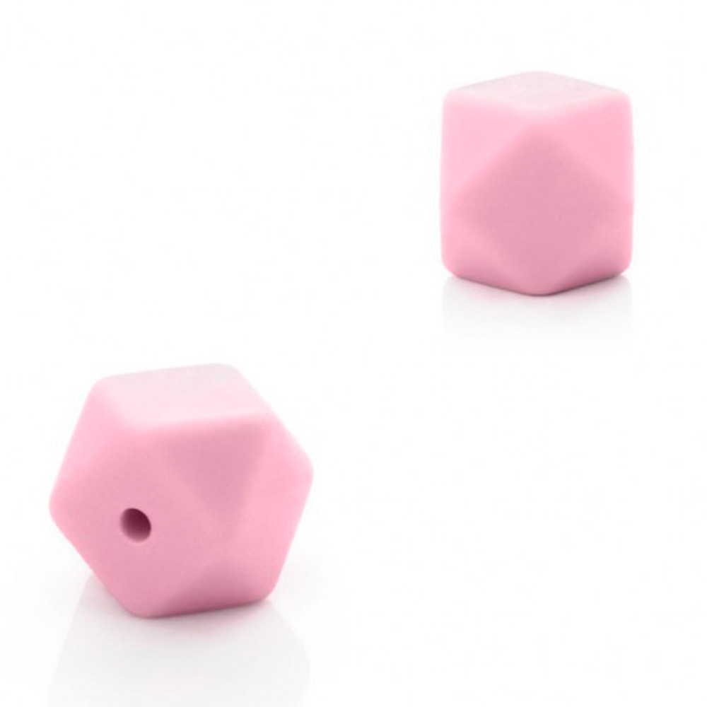 Silicone beads hexagon pink