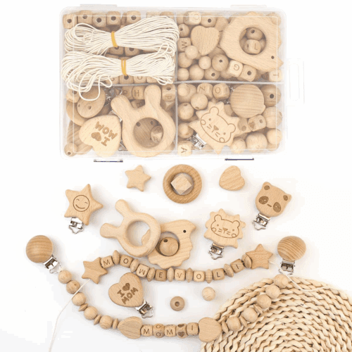 Kit chupeteros madera haya personalizado