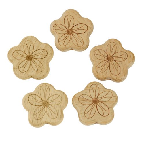 5 Flores Cuentas de Madera Haya