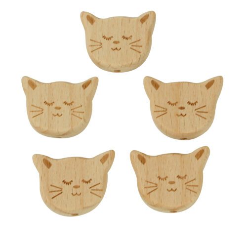 5 Gatos Cuentas de Madera Haya