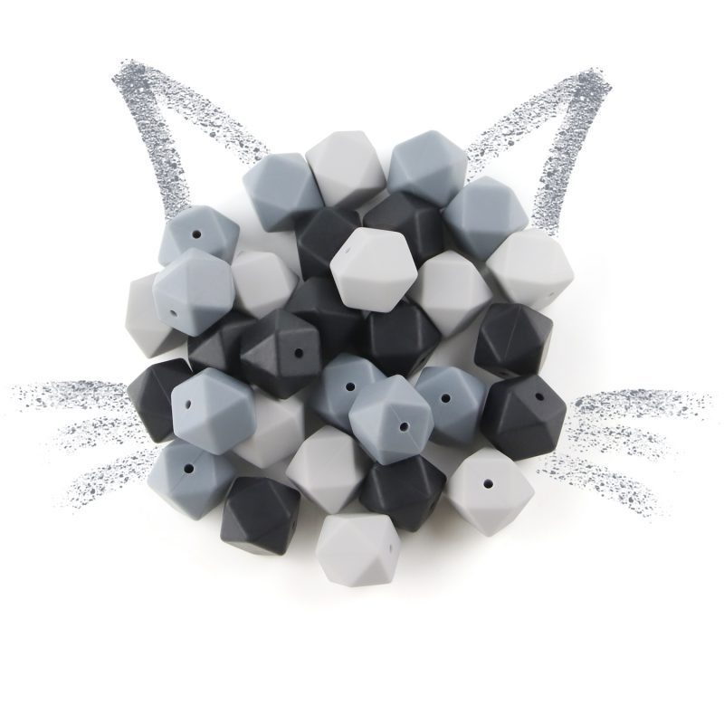 Cuentas hexágono silicona violeta para montar collares de lactancia